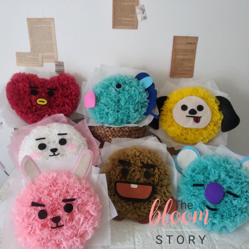 Buket karakter BT21/buket bunga/buket boneka/hadiah wisuda/buket wisuda/kado ultah/anniversary