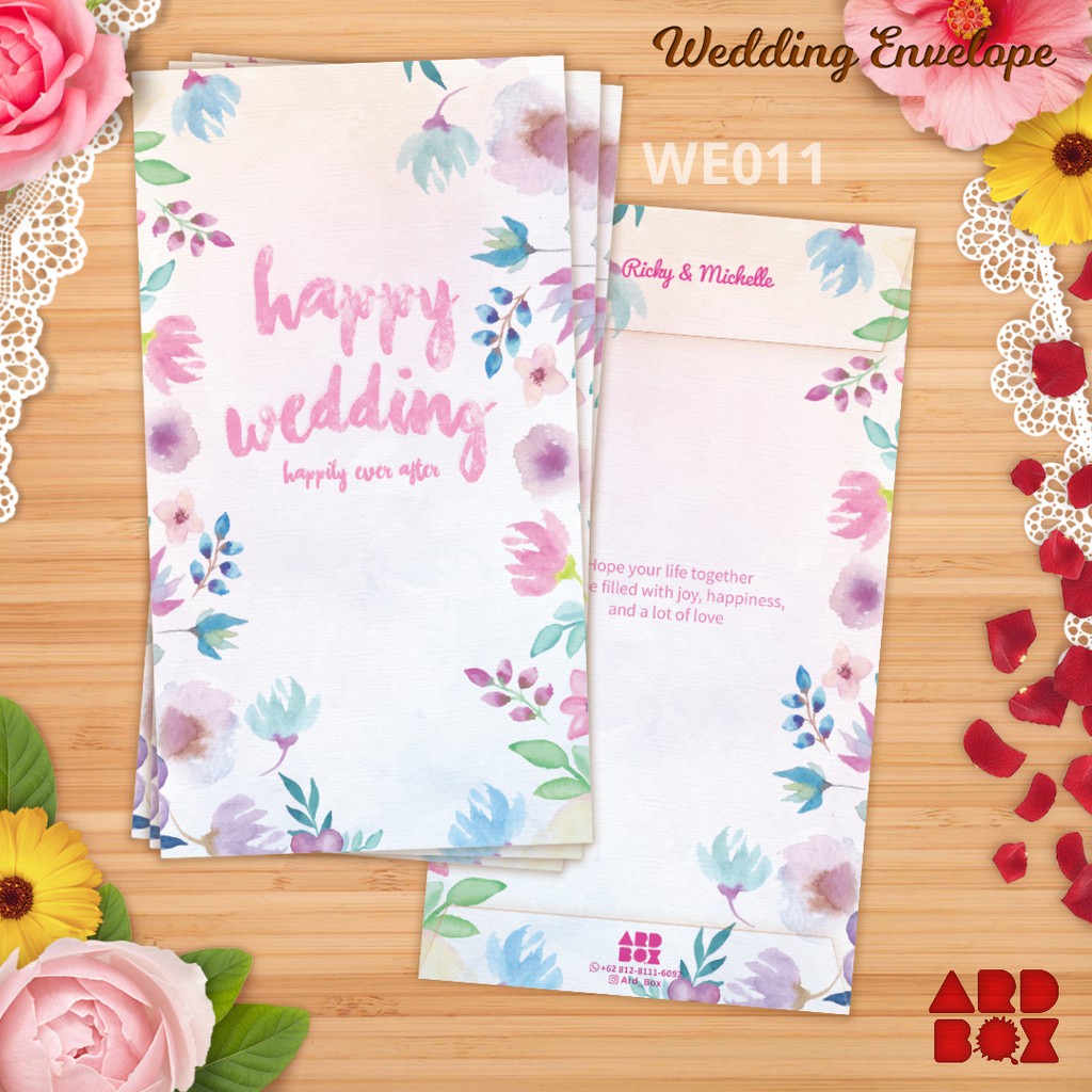 

Angpao Wedding Custom Nama Amplop Uang Happy Wedding 1 pack 6 pcs 1 desain WE011