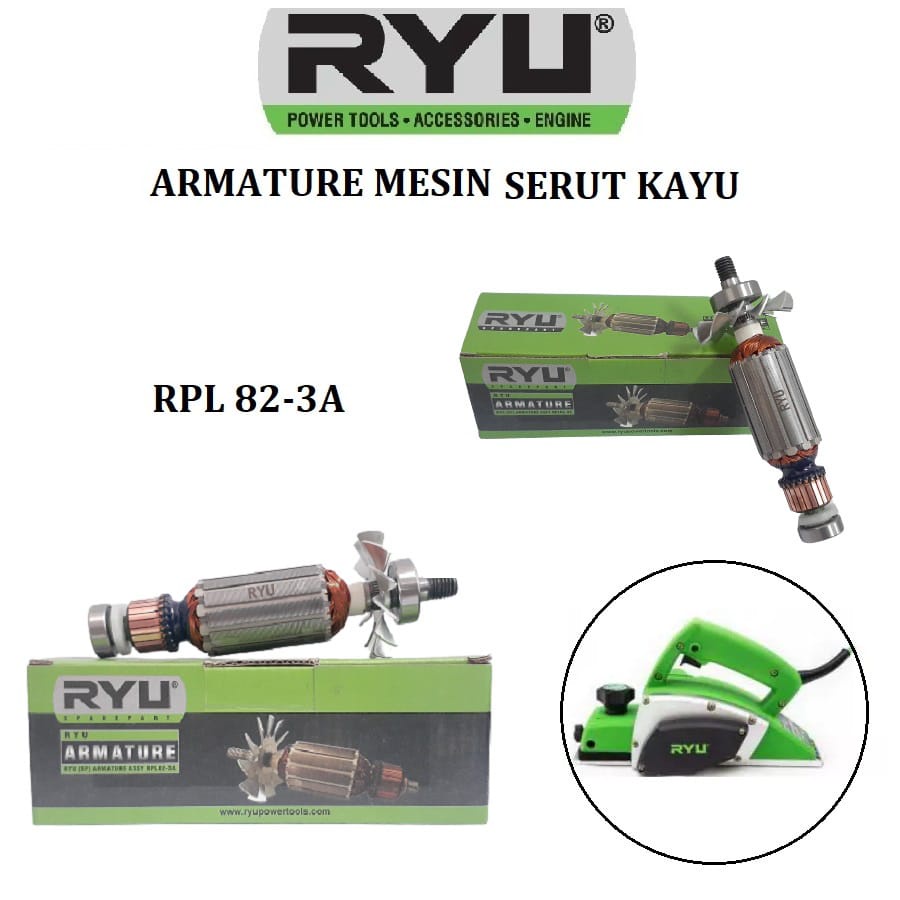 paket hemat - Armature Angker Planer Sugu plus Ryu Stator Mesin Sugu Kayu Tipe RPL82-3A Original RYU