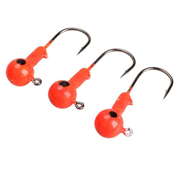 10Pcs Red Lead Round Jig Head Fishing Lures 5g 35mm