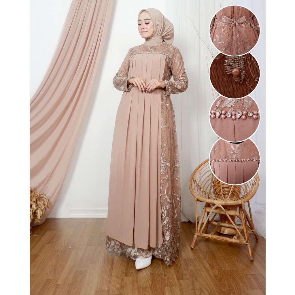 NEW ARRIVAL GAMIS KEBAYA PESTA BUTIK TERBARU, BAHAN BROKAT TILLE MIX CERUTY PLUS PAYET MUTIARA COD