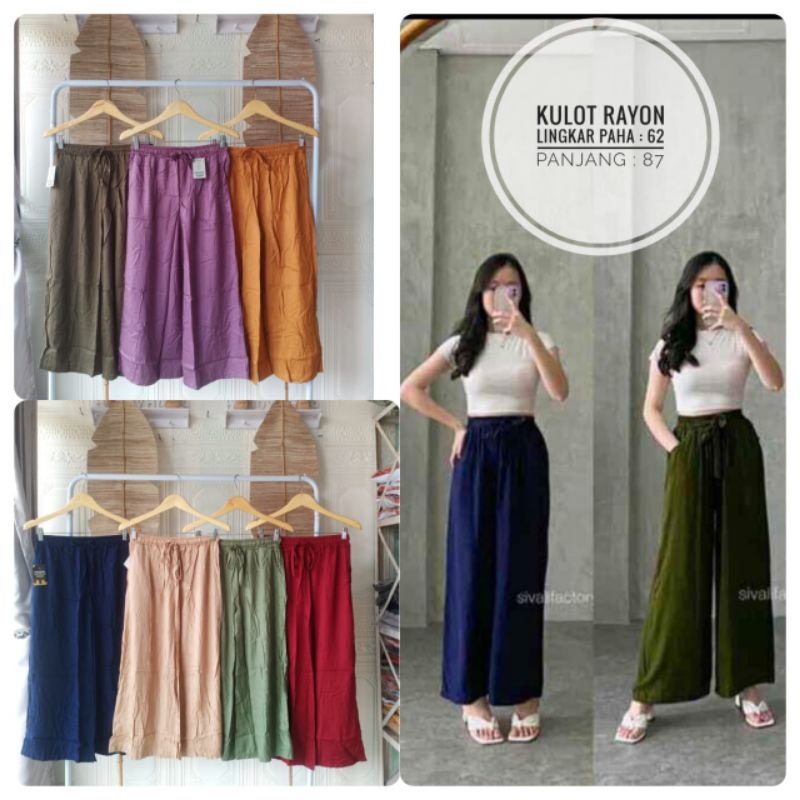 Celana Kulot Rayon Premium/Celana Kulot Rayon Tali Fashion Wanita/Celana kulot Polos