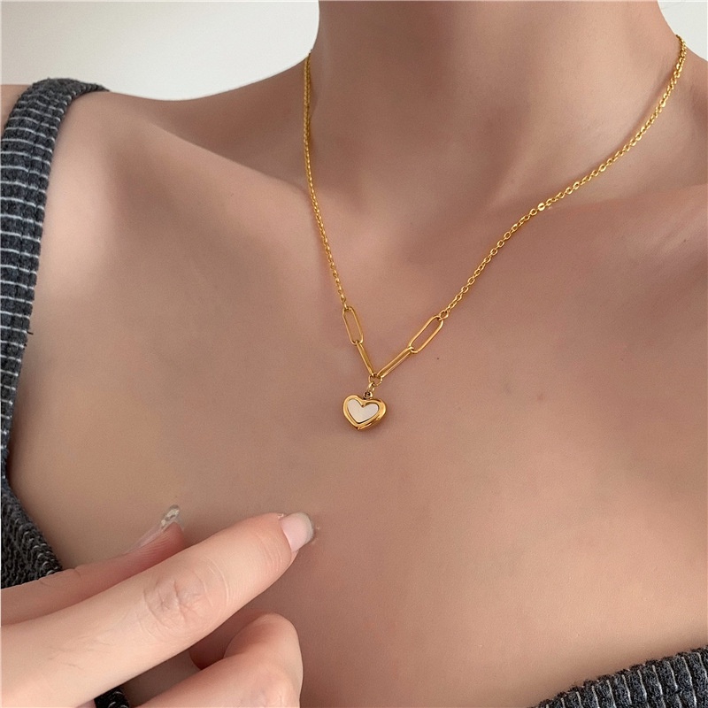 Kalung Lapis Emas 18K Bahan Titanium Steel Anti Air Hypoallergenic Untuk Wanita