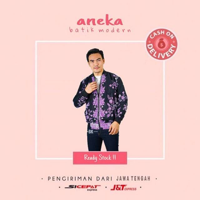 JAKET BOMBER BATIK PRIA COWOK MOTIF BUKETAN BOLAK BALIK