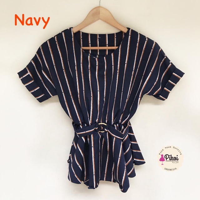 Baju kantor wanita / blouse garis cantik / baju ikat murah / baju peplum murah / blouse formal 1773