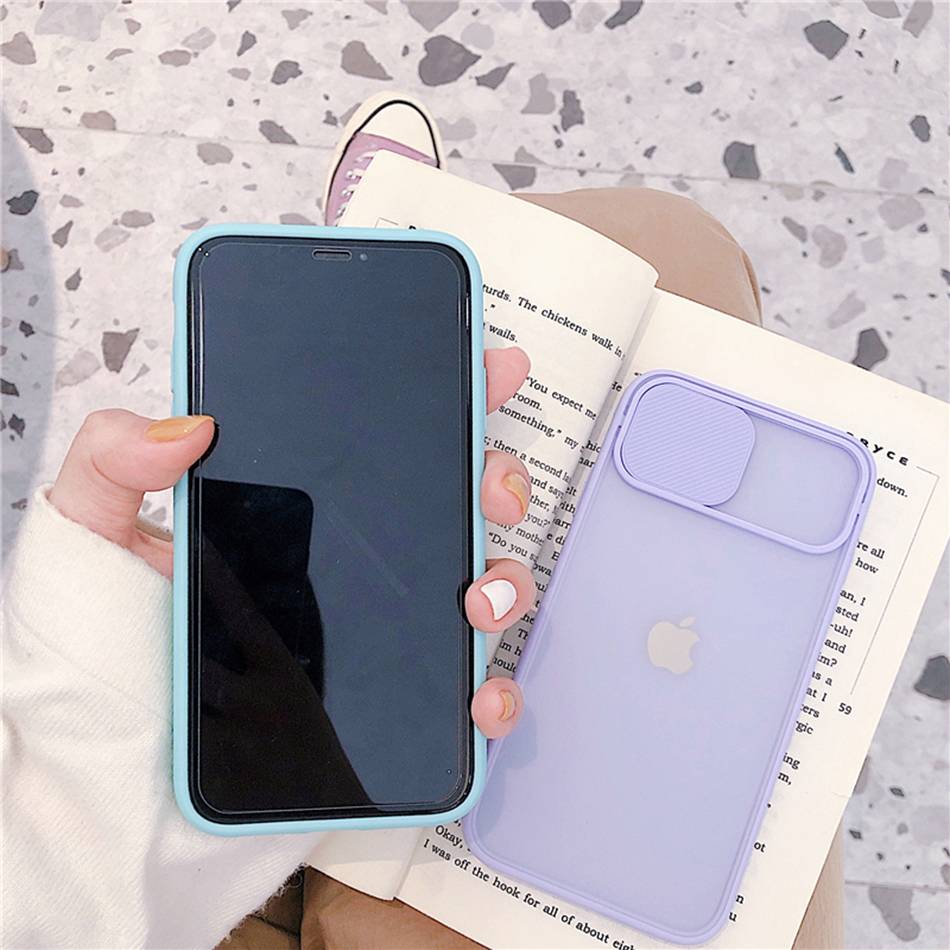 For iPhone 11 12 Mini Case 11 Pro Max Push Camera Protection Matte Clear Shockproof Case For iPhone XR X XS Max 8 7 Plus Cover