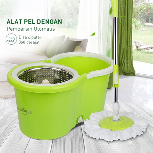 IS - PEL MOP LANTAI PUTAR 360 DERAJAT STAINLES DENGAN ROL PRAKTIS KAIN PEL PUTAR SPIN MOP 6L BUCKET 