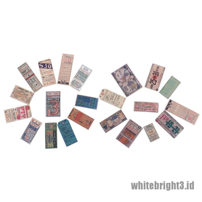 (white3) 22pcs / Pak Stiker Vintage Motif Tiket Untuk Dekorasi scrapbook / diary / Album / notebook DIY