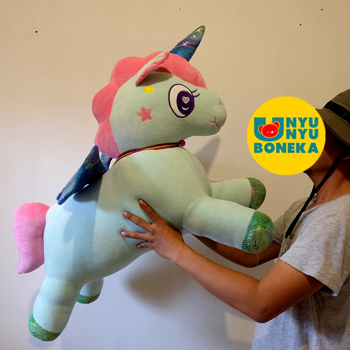 Boneka Lying Unicorn Soft Import Big besar 1 Meter Bantal kuda pony baby kids