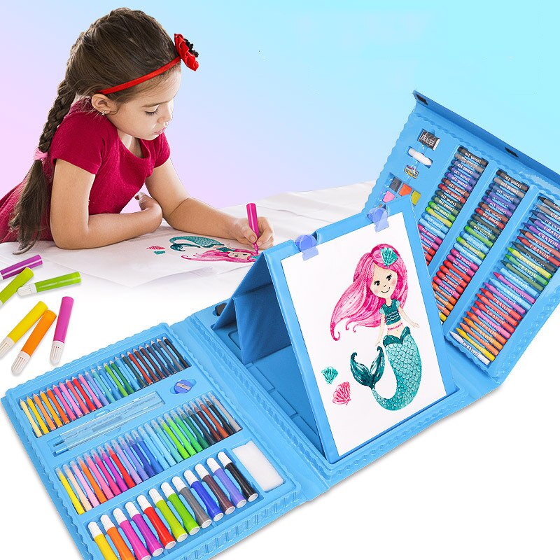 &lt;^ SJA ^&gt; 208pcs Crayon Anak Set  208pcs Blossom Kids  Crayon Mewarnai dan Melukis Lengkap dengan Cat Air