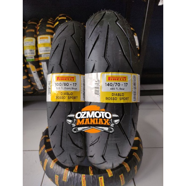 Paket Ban Pirelli Diablo Rosso Sport 100/80-17 & 140/70-17(Paket Ban Ninja 250 / R15V3 / ZX25R / MT2