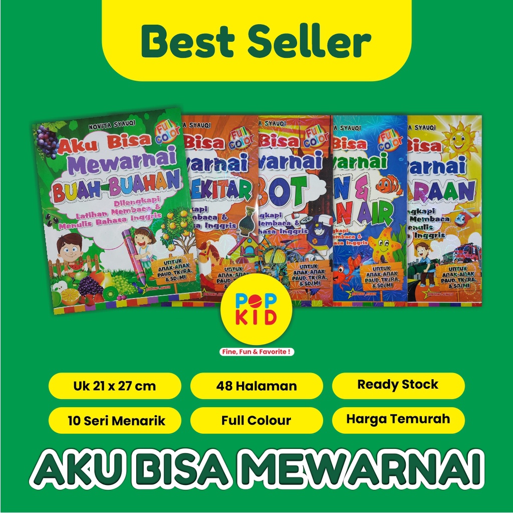 BUKU MEWARNAI ANAK - AKU BISA MEWARNAI BANYAK PILIHAN SERI BEST SELLER