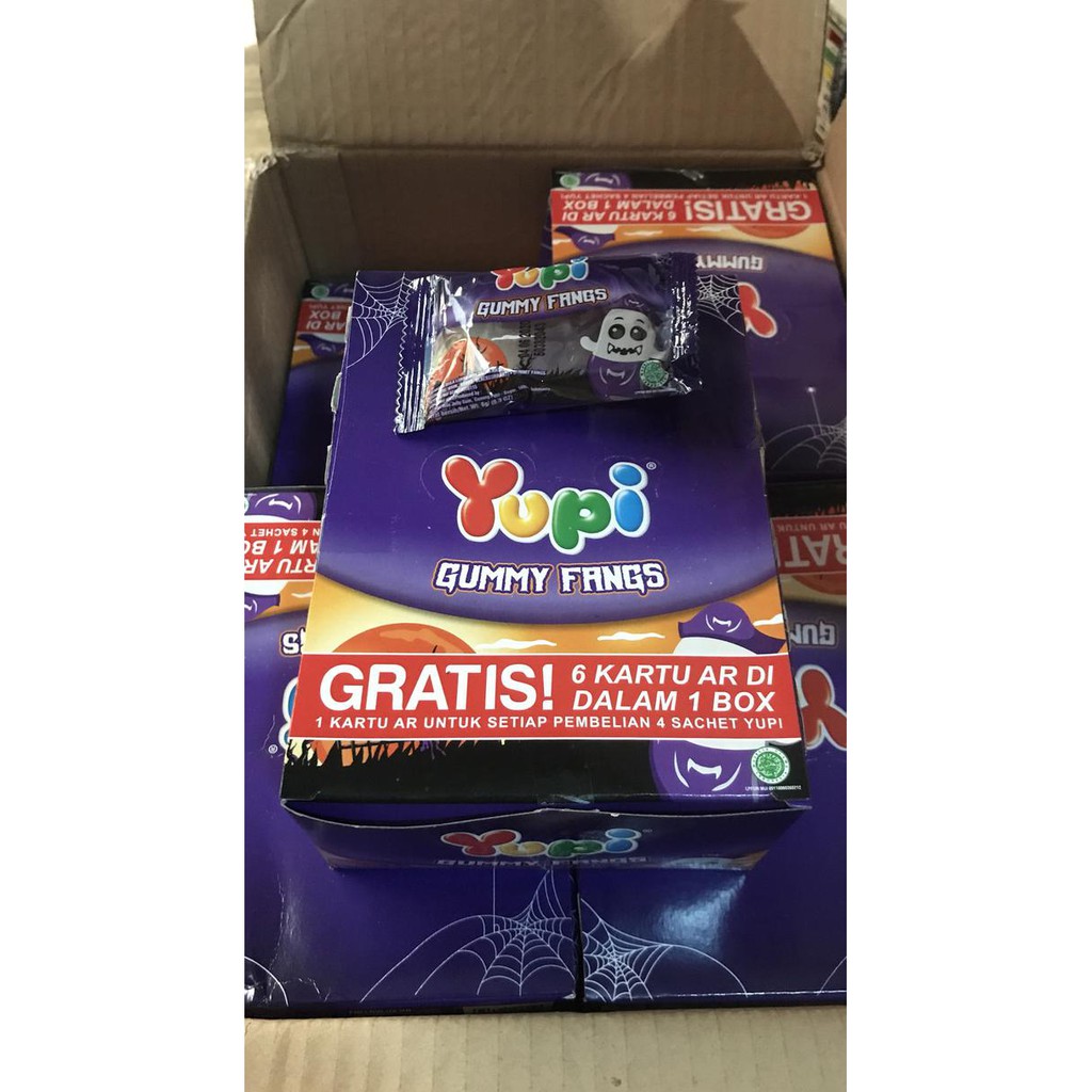 

Ayo Promo Yupi Gummy Fangs 1 Pak Box Dus 24 Pcs Ungu Permen Murah Grosir Fang Murah