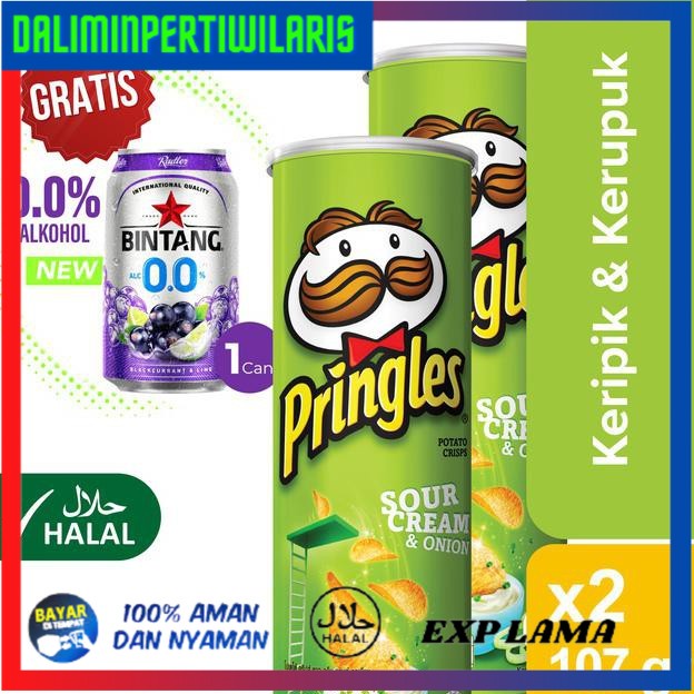 

BISA COD Pringles Sour Cream & Onion 107 gr- 2pcs & Free Bintang Radler 0.0% Blackcurrant & Lime