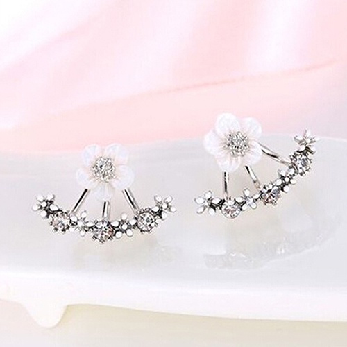 Hu Hu Hu Hu Hu Alat Bantu Pasang Kacamata♡ Anting Stud Desain Bunga Bahan Tembaga Gaya Korea Untuk Wanita