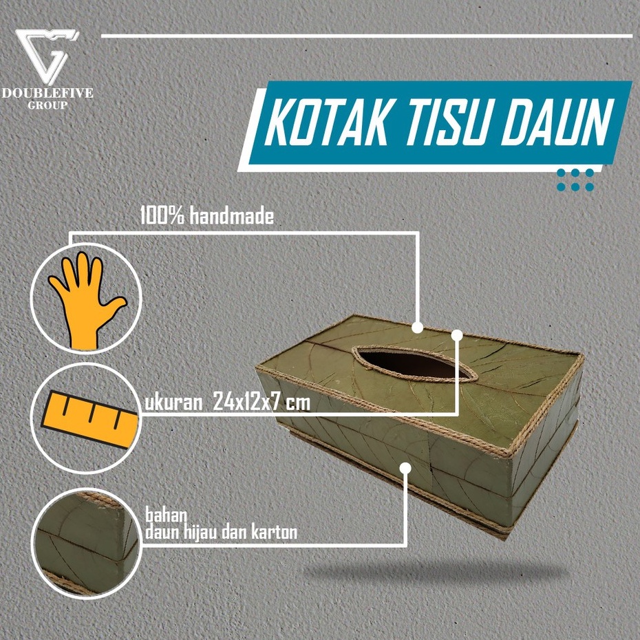 Tempat tissue Kotak Tissue tissue box Tisu Daun Kopi Coklat Hijau 24x12x7 cm