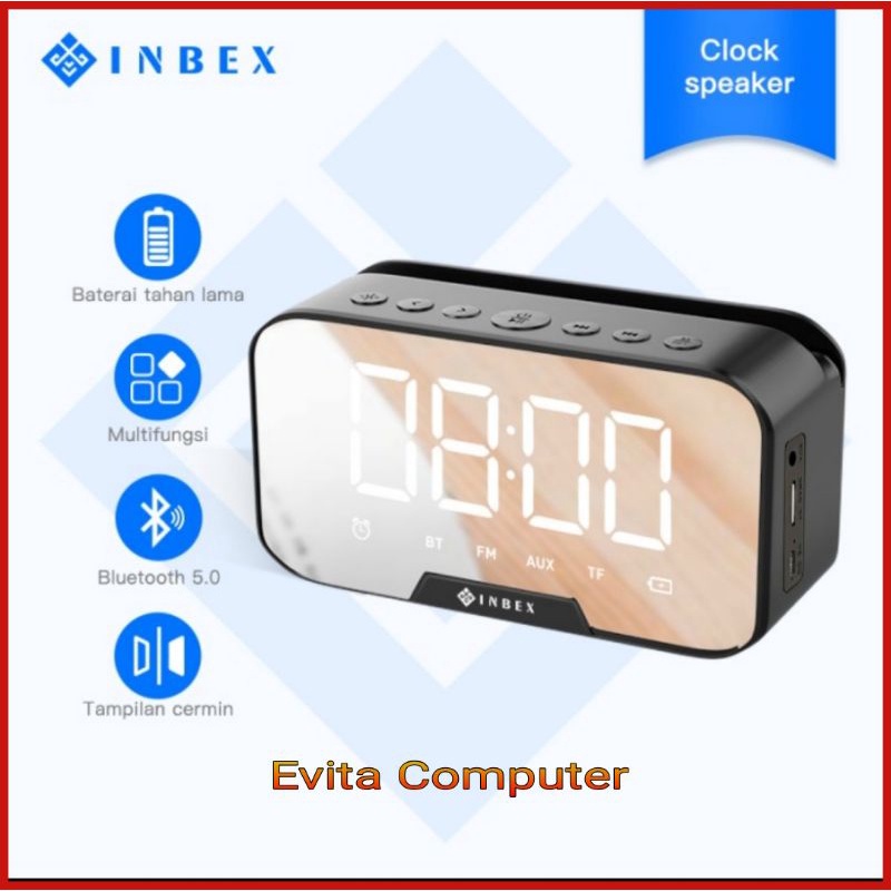 INBEX Multifunctional Mirror Clock Speaker Bluetooth Portable Wireless