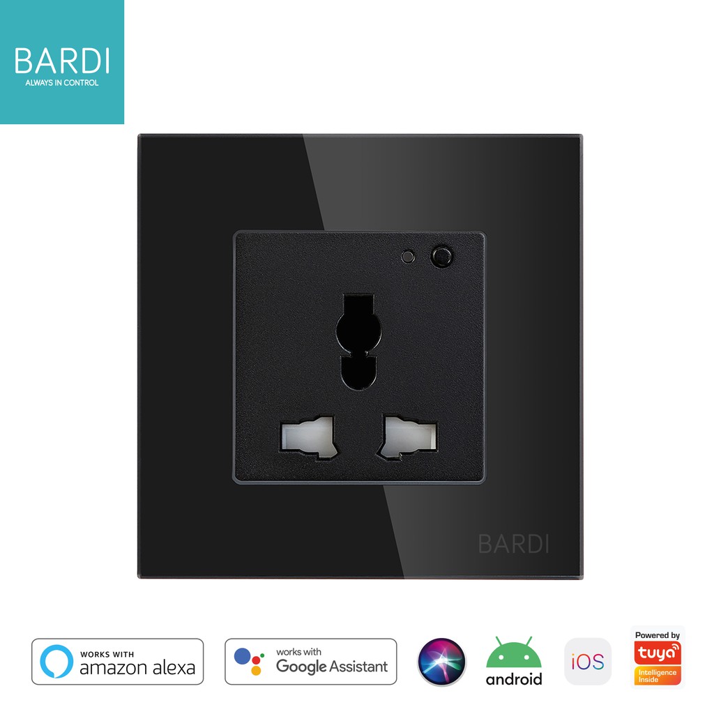 BARDI Smart Wall Socket Wifi UNI Black - Soket Dinding Pintar BARDI Hitam Stop Kontak Universal