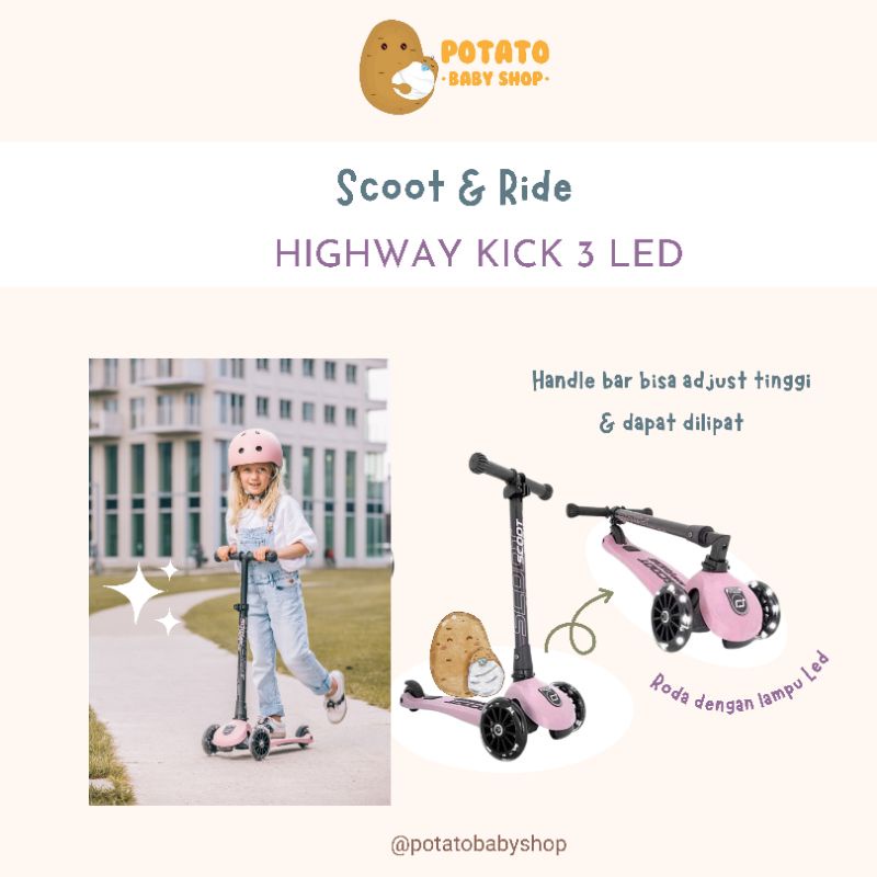 Scoot &amp; Ride Highway Kick 3 Led  / Scooter Anak