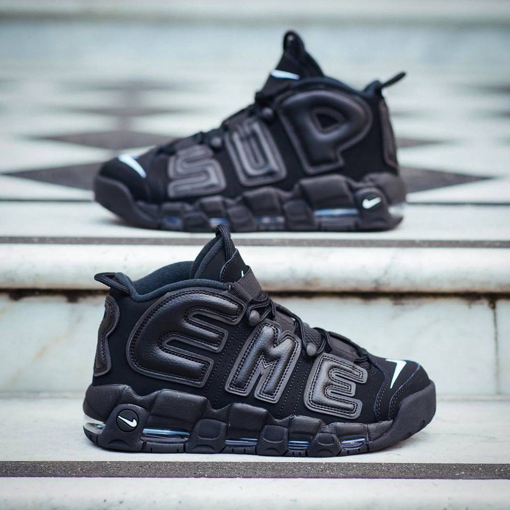 SUPREME X NIKE AIR MORE UPTEMPO SUPTEMPO TRIPLE BLACK PREMIUM QUALITY