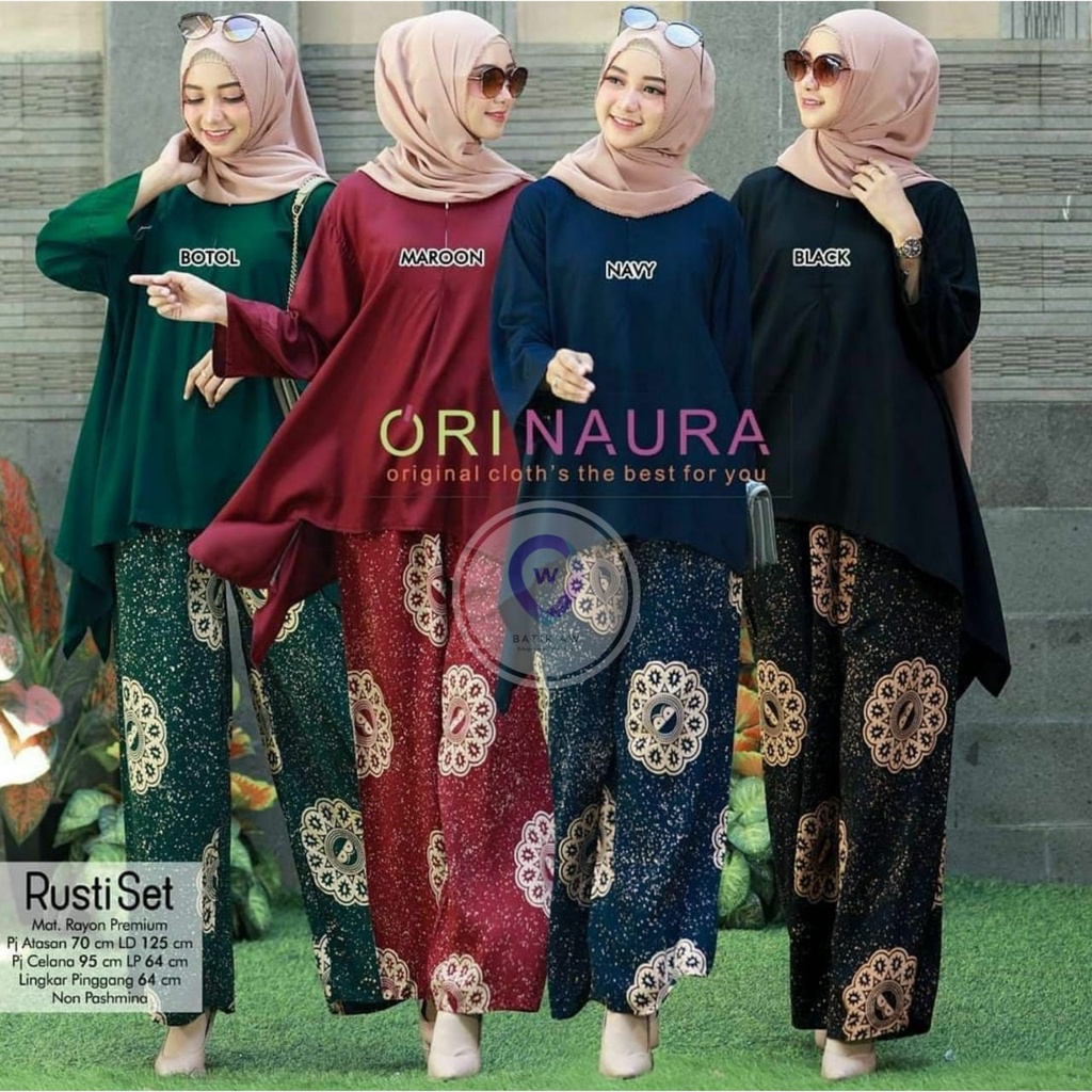 Setelan Jumbo Senaya Set Waka Waka Motif Bunga Ori Naura Size Jumbo Busui Resleting Rayon Tebal Lengan 3/4 / Set Wanita