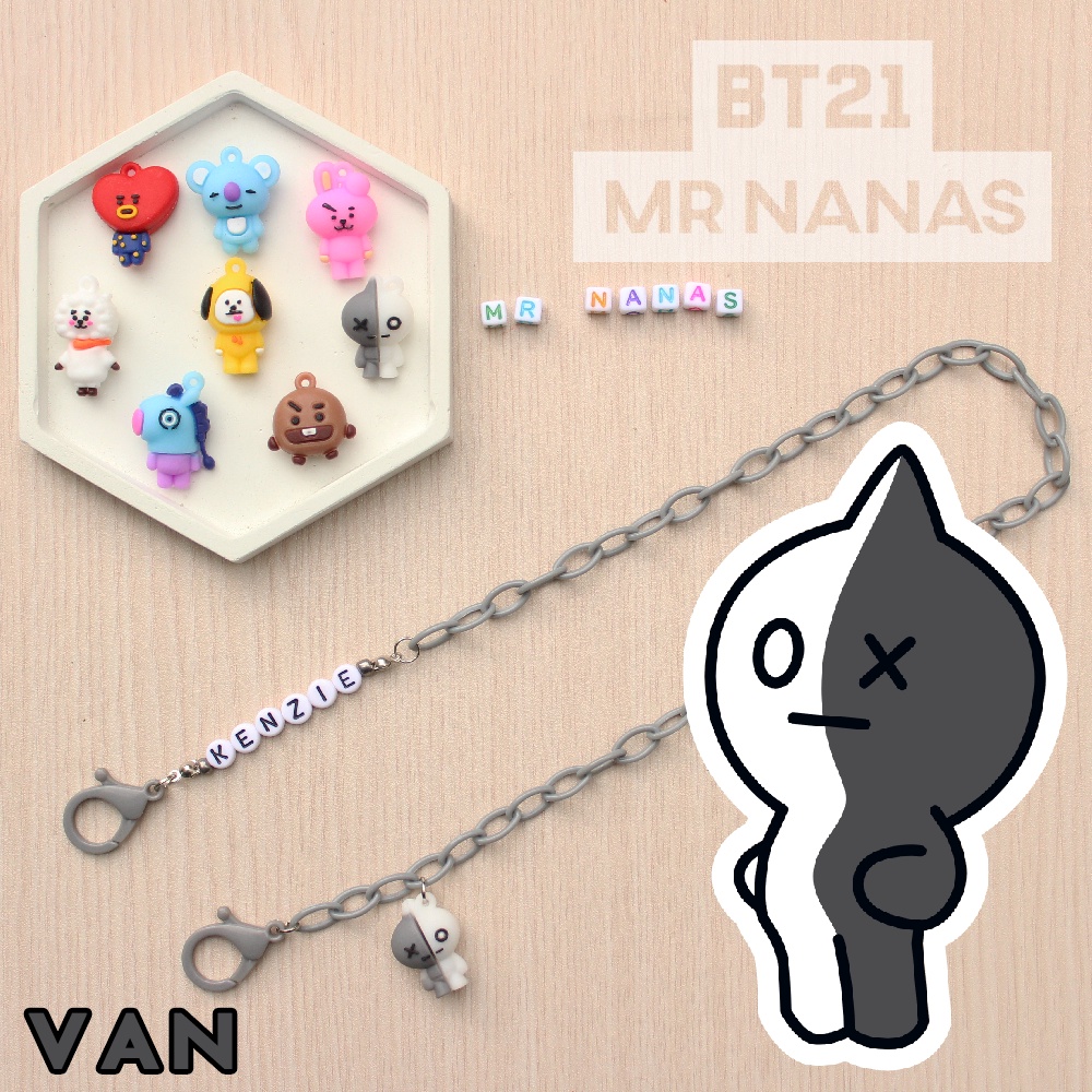 Tali Masker FREE NAMA DAN BONEKA LUCU BT21 Strap Masker Anak Unisex Cewe Cowo