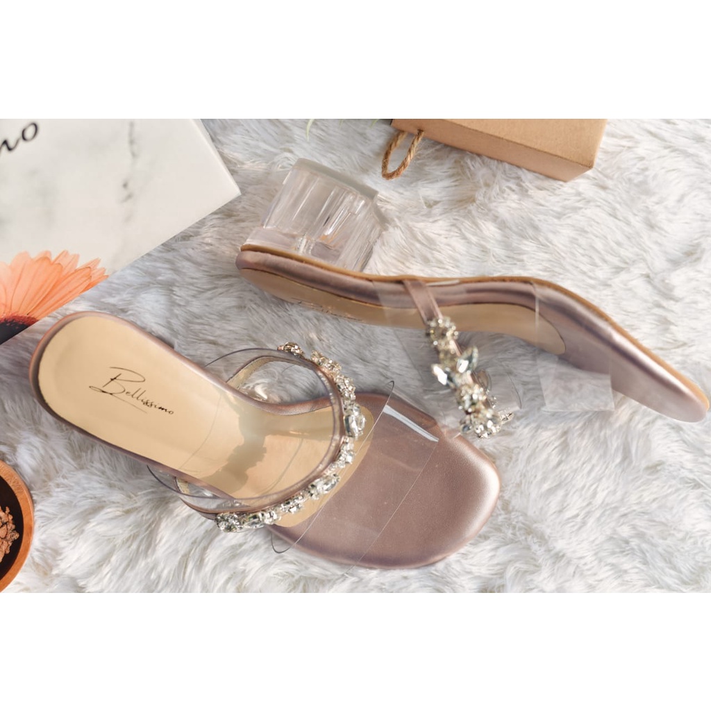 Sandal wanita Heels Hak Kaca 5 Cm Elegan