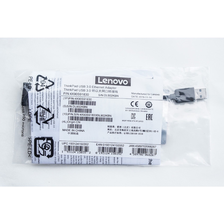 Adapter Dongle Cable USB 3.0 Lenovo Thinkpad RJ45 Ethernet Original