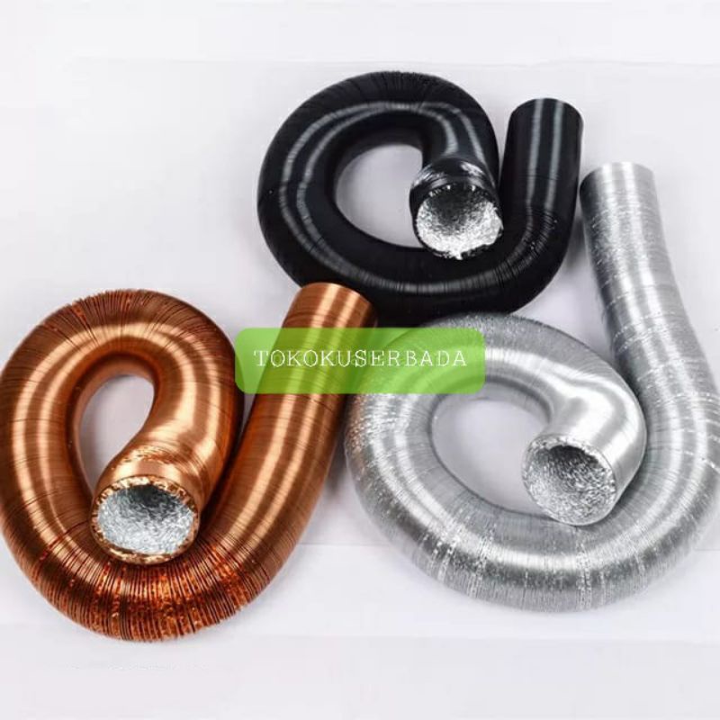 Exhaust Aluminium Flexible Ducting Dia 4" Panjang 10 Meter BBQ Exhaust Flexible Ducting