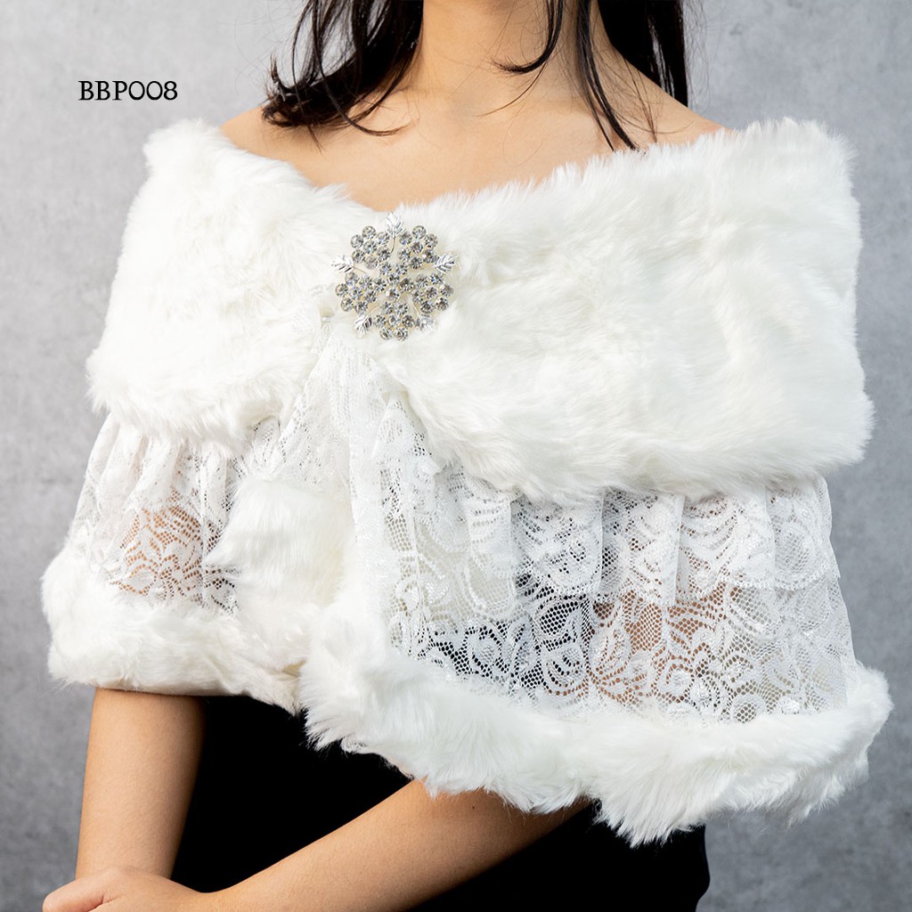 [SIAP KIRIM] BOLERO BULU PESTA PERNIKAHAN RENDA LACE PUTIH MODERN BBP008