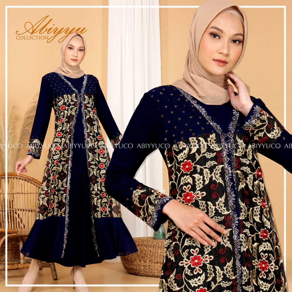 Abiyyuco TA9008 | Abaya Turkey Mewah Hitam dan Warna / Abaya Turki,  Bahan Jersey dan Ceruty,  Bordir Renda dan Mote Swarovsky | TA9008