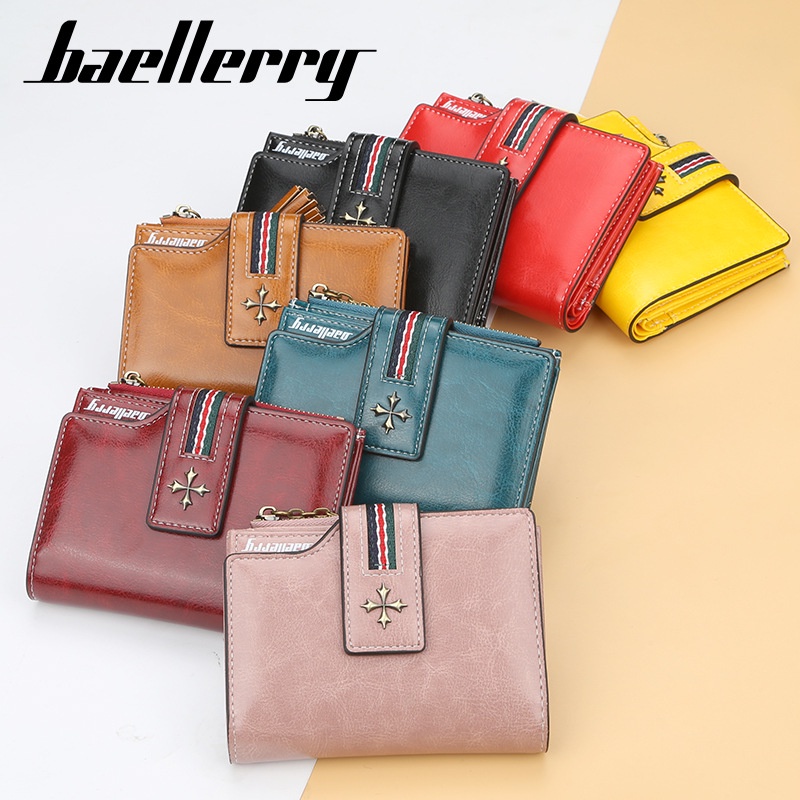 [BISA COD] BAELLERRY N1636 Dompet Wanita Kecil Bahan Kulit PU Leather Premium Dompet Lipat Wanita