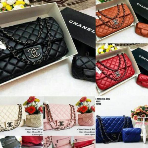 Terkini JSHJ Chanel mom & kids ch classic 2in1 tas fashion wanita tas batam 4001 shoulder bag anak ✲