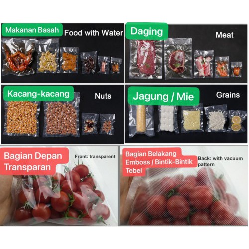 PVM-005 17x25 17cm x 25cm Plastik Emboss Vacum Makanan / Vacuum food Sealer Plastic Bag Embosd