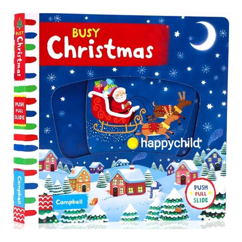 Original guaranteed Busy Christmas  push pull slide buku holiday buku impor happychild