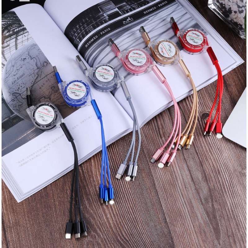 [ One To Three Mobile Phone Charging Cable ][ Three In One Telescopic Data Cable ][ universal USB charging cable one for three ]