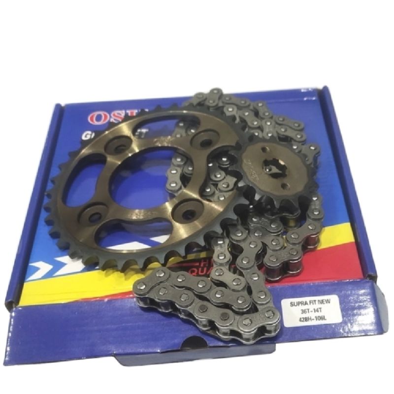 GEAR PAKET DEPAN BELAKANG SET RANTAI SUPRA FIT NEW SUPRA X 125 KARISMA REVO LAMA OLD UKURAN 14T-36T