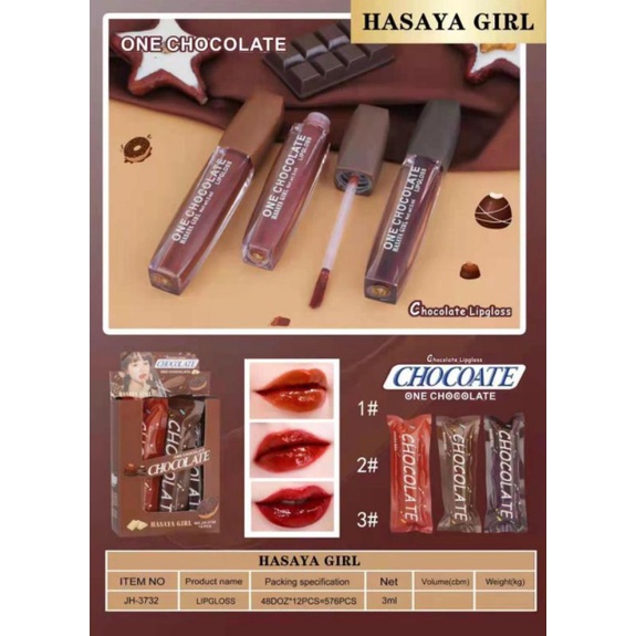 PROMO ECER!!!LIP GLOSS/LIP TINT CHOCOLATE HASAYA GIRL JH-3732/HH1062