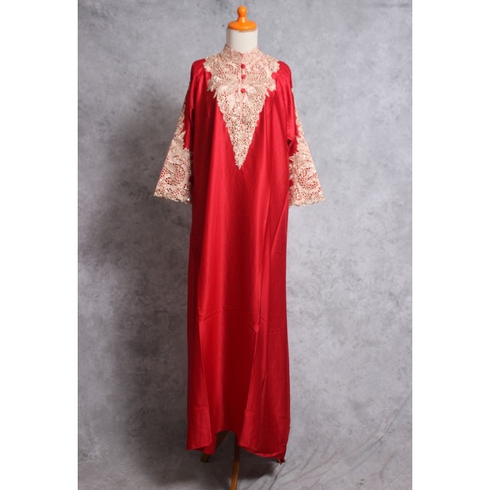 PREMIUM GAMIS KAFTAN PUTIH BORDIR KAFTAN MEWAH MURAH KAFTAN LEBARAN MOMODLIE - MERAH