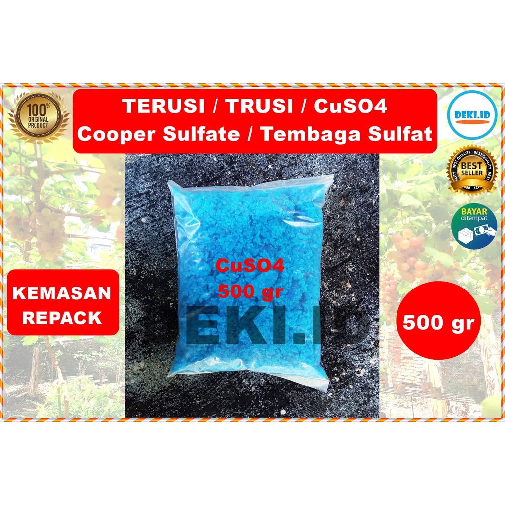 Terusi Copper Sulfate 500 gr CuSO4 Trusi Tembaga Sulfat Fungisida Algasida Pembiru Anti Lumut Kolam 