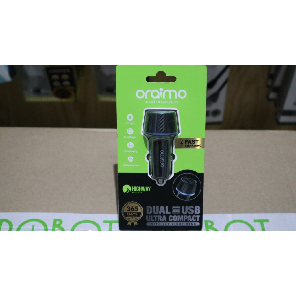 CHARGER MOBIL ORAIMO OCC-21D 2 OUTPUT 2 AMPERE GARANSI 1TH TANPA KABEL