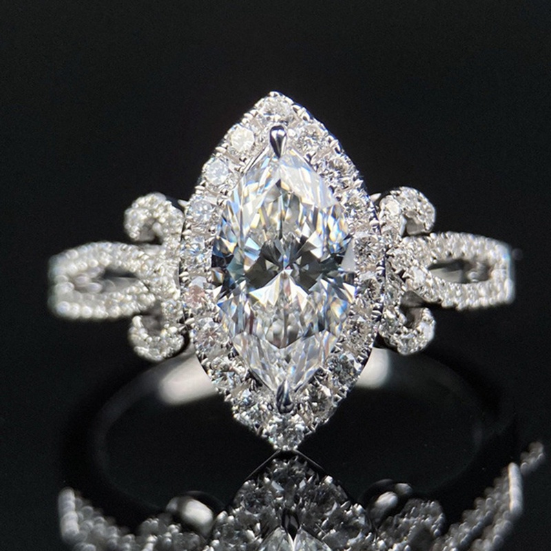 Trendy Women Wedding Rings Marquise Cubic Zirconia Inlaid Stone High Quality Silver Color Female Engagement Jewelry