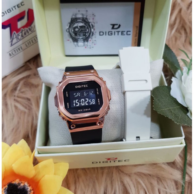 JAM TANGAN WANITA DIGITEC BDG 7054 FREE TALI CADANGAN ORIGINAL TAHAN AIR 100M