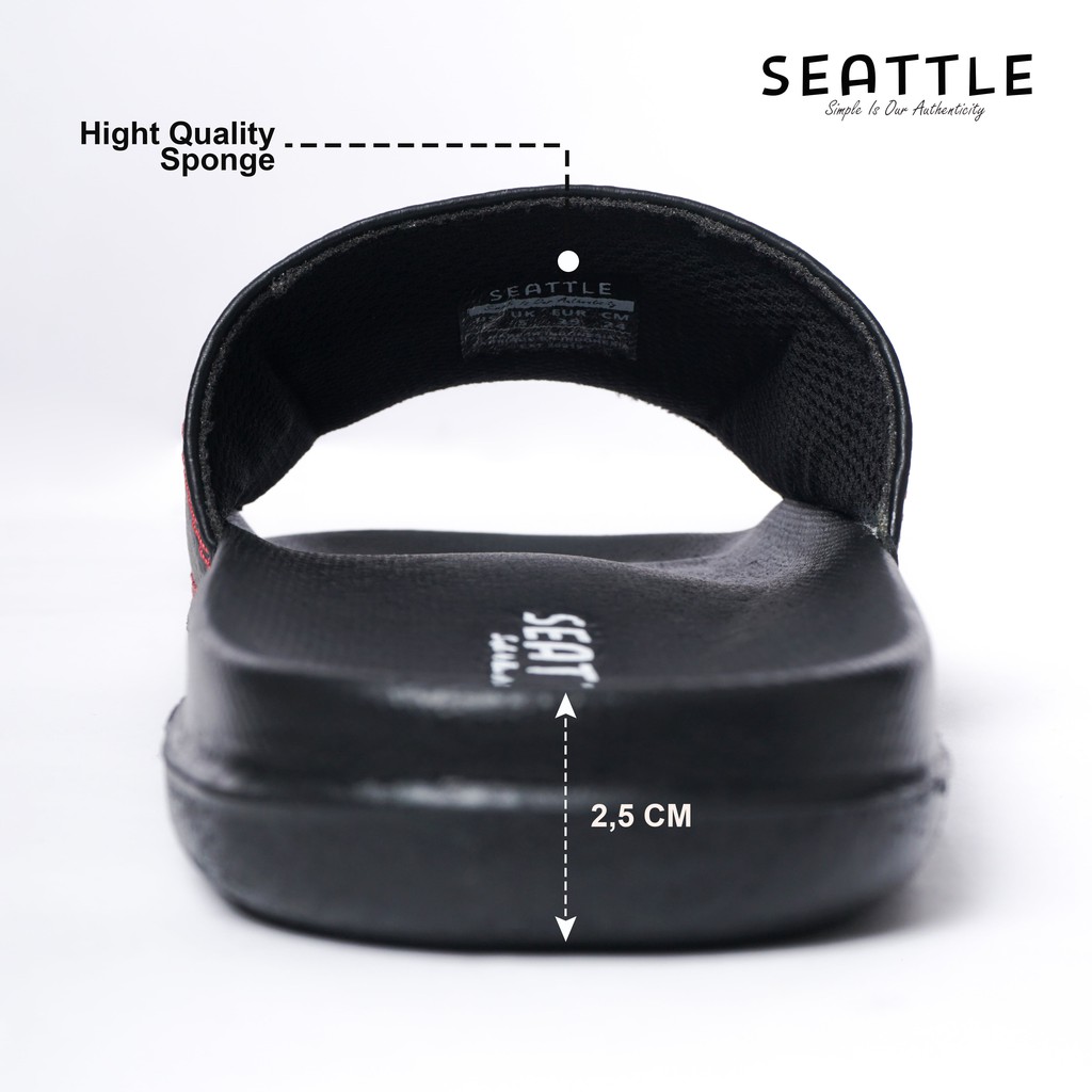 Seattle - Slippers Basic Red Black / Sandal Slop / Sandal Slide / Sandal Slip On Unisex-7