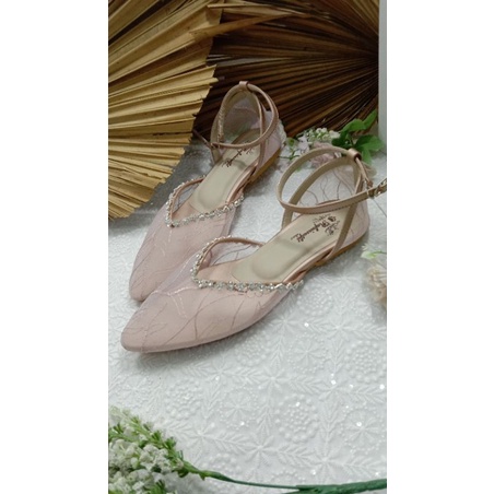 flatshoes wanita azwina rosegold asesoris tali