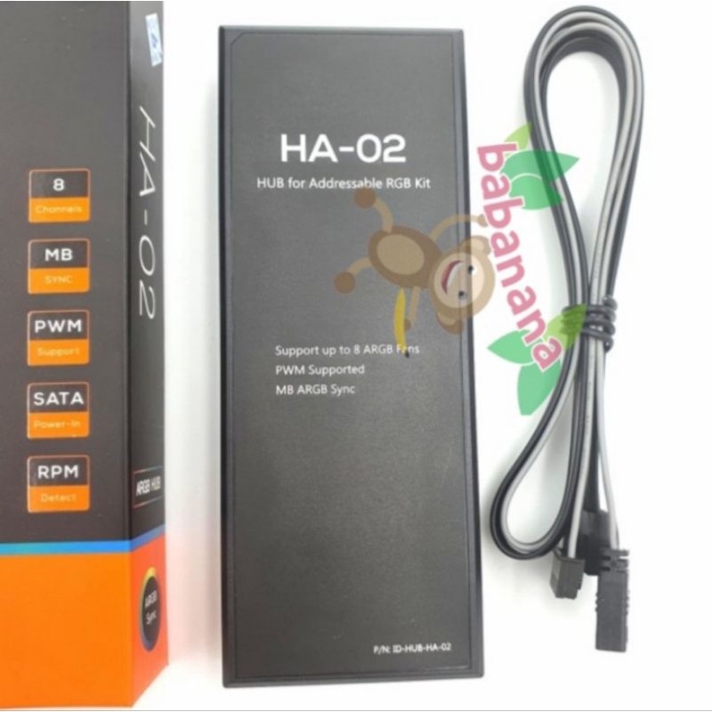 Id Cooling HA 02 pwm argb 3 pin 8 fan hub splitter cabang aura sync