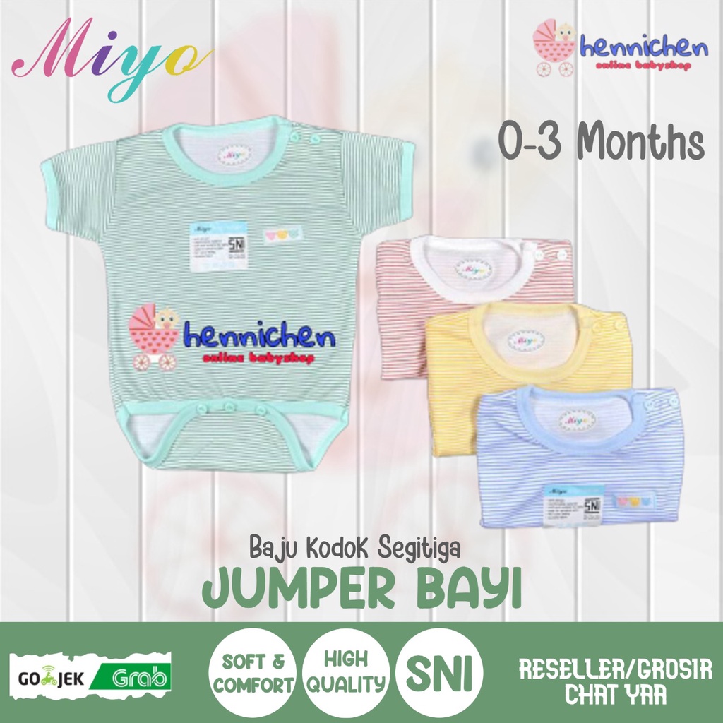 MIYO  by libby Baju Kodok Segitiga/Jumper Bayi/Baby Salur GARIS Newborn (0-3M) SNI