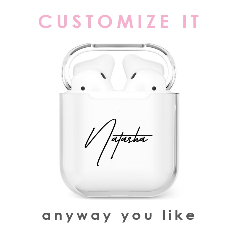 Custom Airpods Case 1 2 3 Pro Casing Transparan Hardcase Softcase Airpod Nama Pelindung