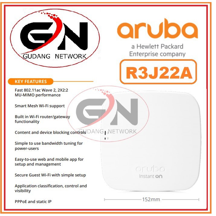 Aruba R3J22A Instant On AP11 (RW) Indoor AP include DC Power Adapter