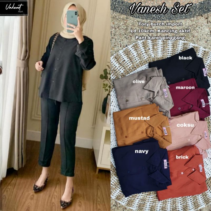 VANESH SET  // ONESET // BAJU WANITA // PAKAIAN WANITA MUSLIM // ONE SET // TORRY BURCH IMPORT BY VALENT HIJAB-3